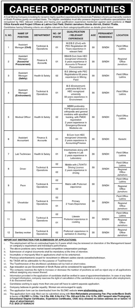 Career Opportunities In Coal Mining Company