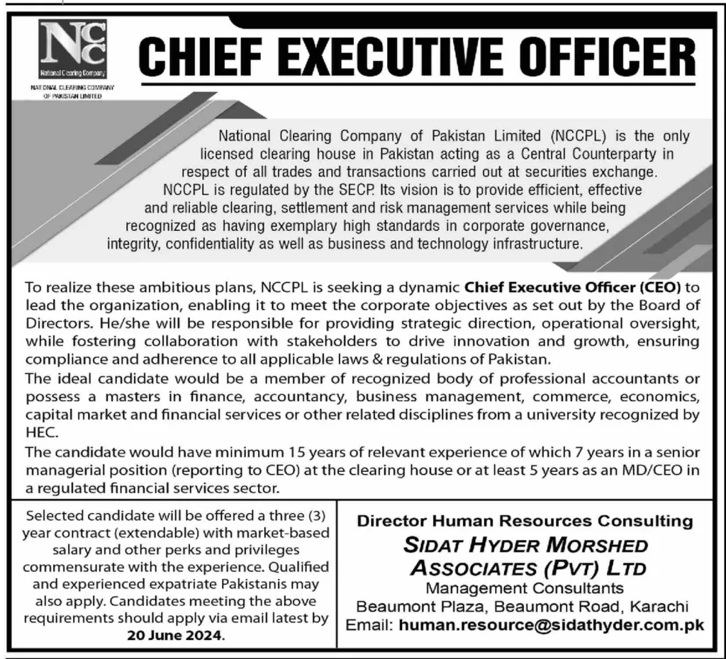 Exciting Career Opportunity Chief Executive Officer Jobs At Nccpl