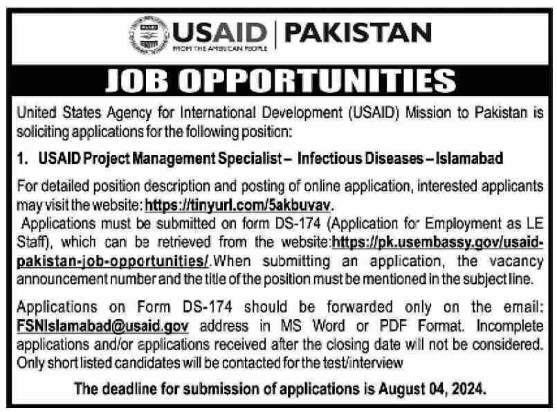 Usaid Project Management Specialist Jobs 2024