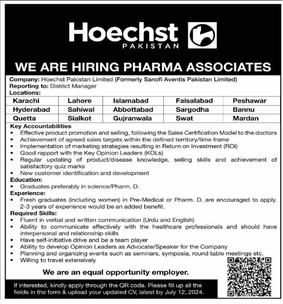 Career Opportunities At Hoechst Pakistan Limited