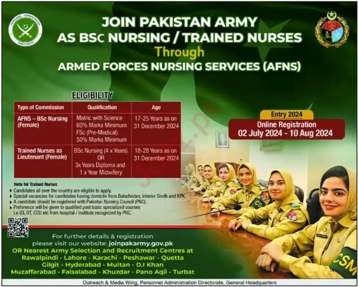 Join Pakistan Army As Nurse Online Apply 2024