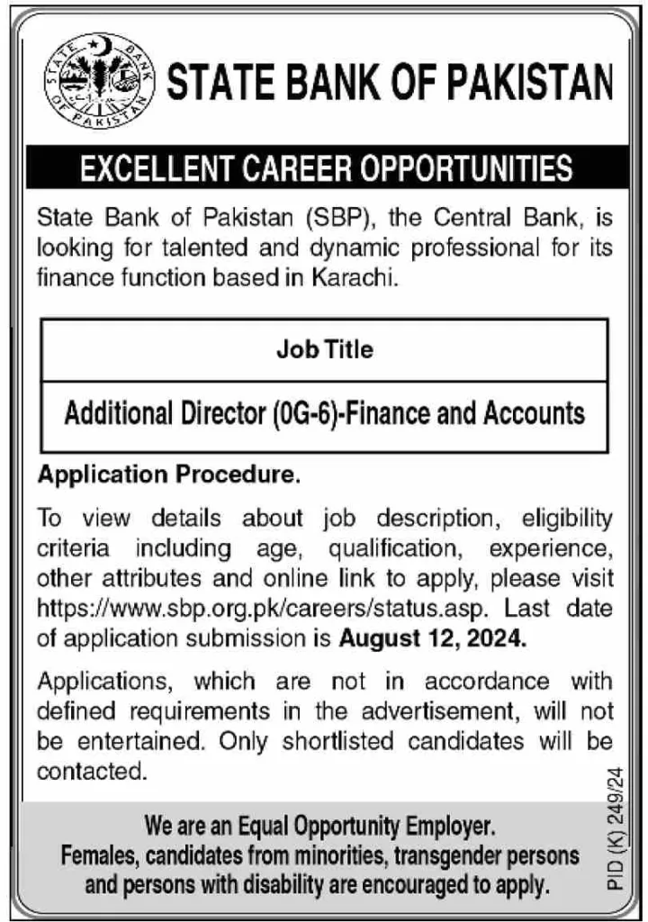 State Bank Of Pakistan (Sbp) Jobs 2024