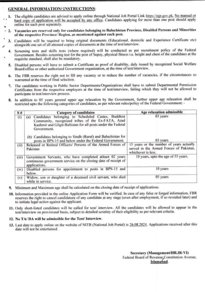 Fbr Jobs 2024 Apply Online